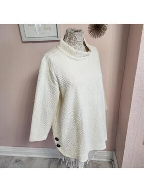 NWT Ali Miles winter white turtleneck heavy top sweatshirt dressy XL